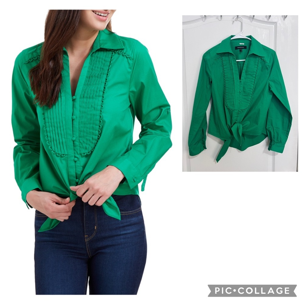 BCBGMaxAzria Vibrant Green Button Down Shirt size S - Picture 2 of 12